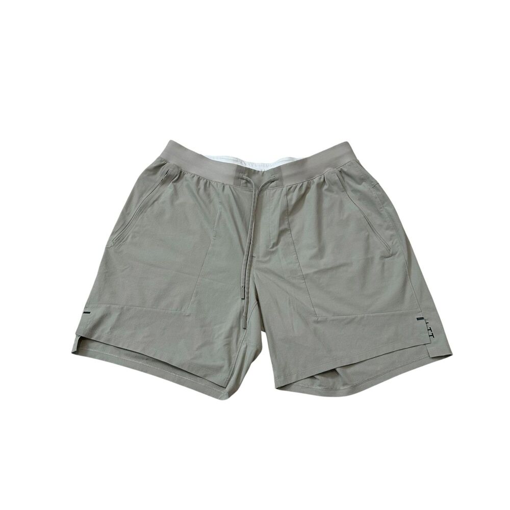 Lululemon License To Train Linerless Shorts 7" in Raw Linen Beige Size XL